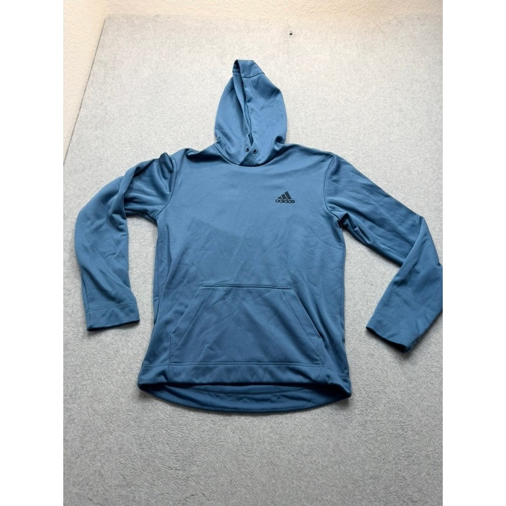 Adidas Mens Blue Performance Pullover Hoodie Sweatshirt Size Small